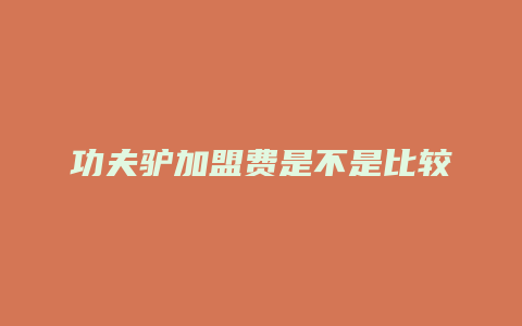 功夫驴加盟费是不是比较贵