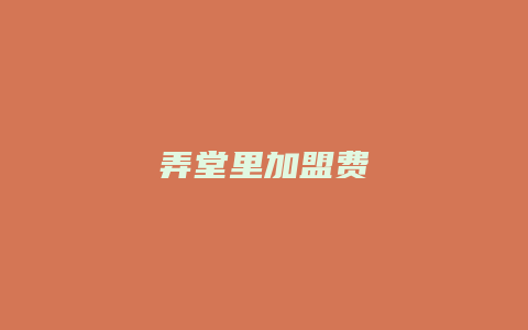 弄堂里加盟费