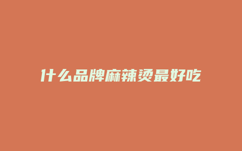 什么品牌麻辣烫最好吃