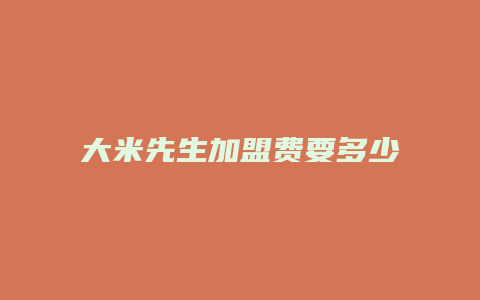 大米先生加盟费要多少