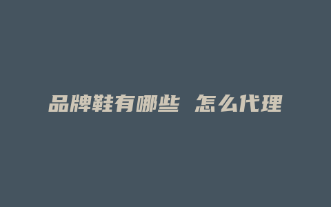 品牌鞋有哪些 怎么代理