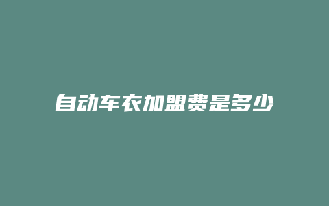 自动车衣加盟费是多少