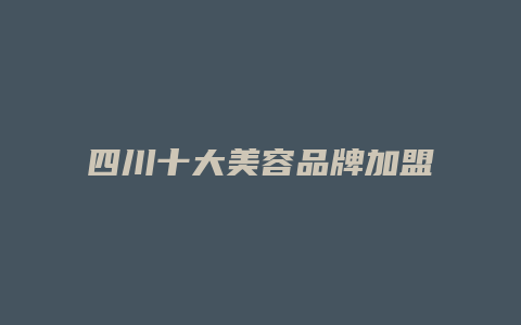 四川十大美容品牌加盟