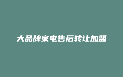 大品牌家电售后转让加盟