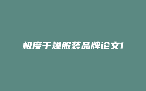 极度干燥服装品牌论文1000字